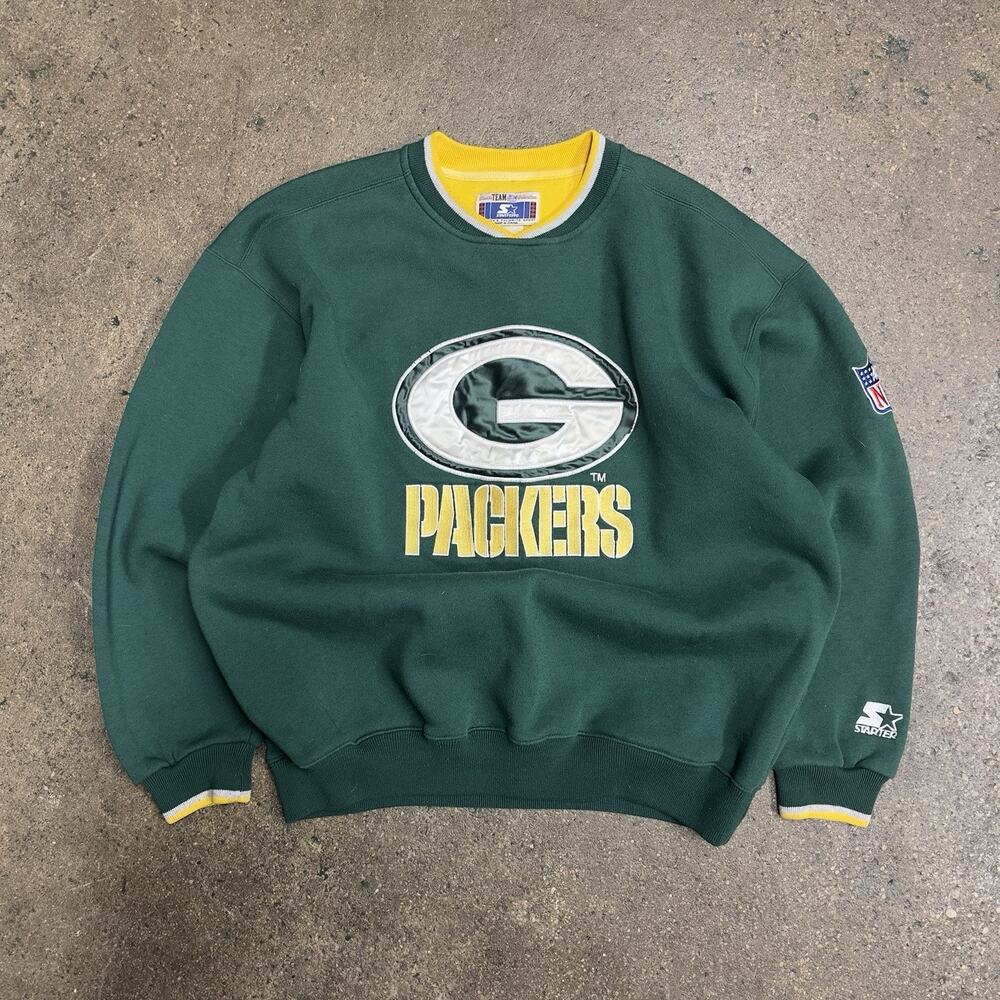 Vintage 90s Starter Green Bay Packers Crewneck Sweatshirt Mens Large Green NFL